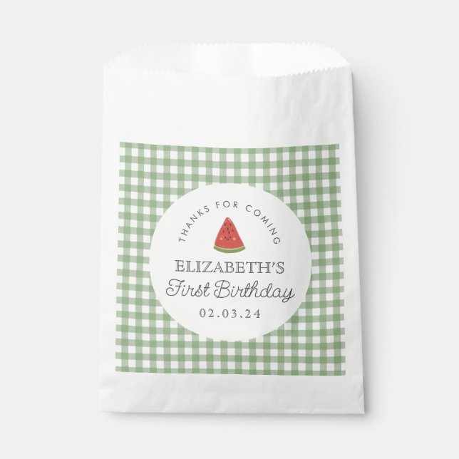 Little Sweet Melon First Birthday Favor Bag (Front)