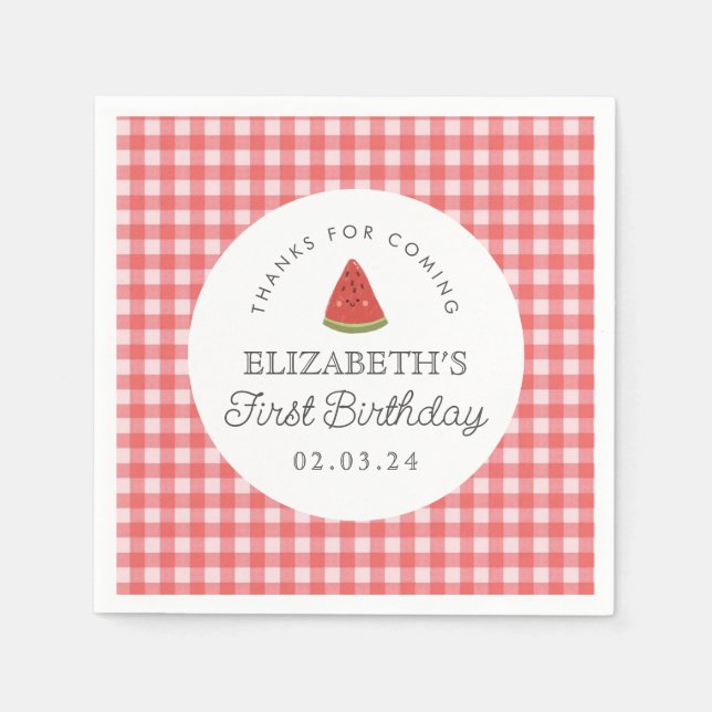 Little Sweet Melon First Birthday Napkins (Front)