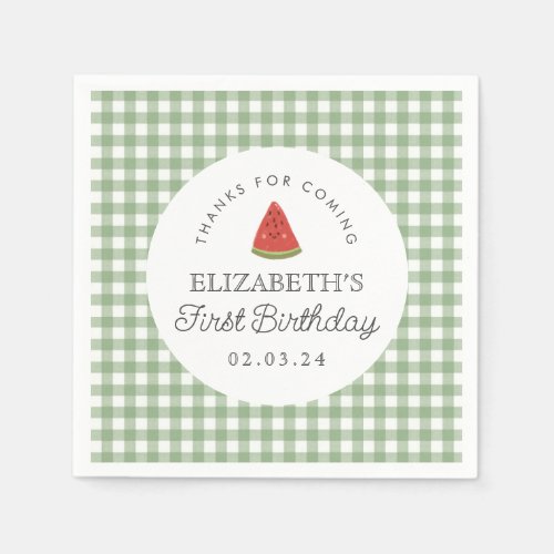 Little Sweet Melon First Birthday Napkins