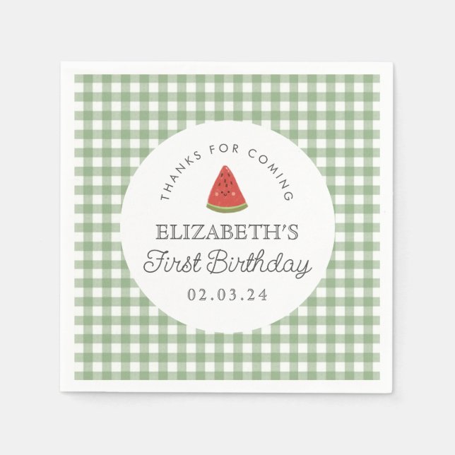 Little Sweet Melon First Birthday Napkins (Front)