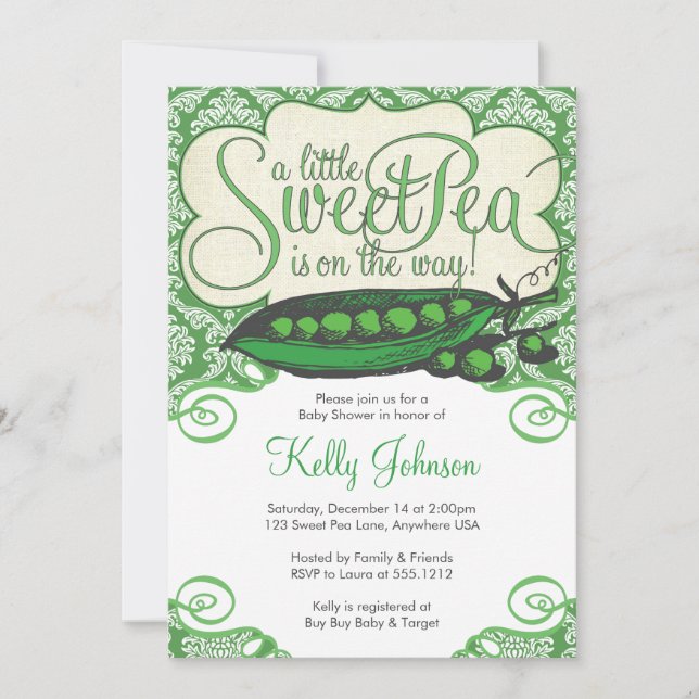 Little Sweet Pea Baby Shower Invitation (Front)
