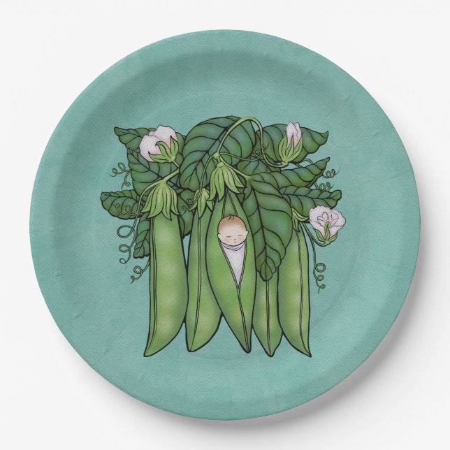 Little Sweet Pea Baby Shower Paper Plates (Front)