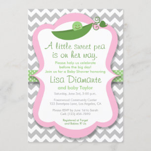 Little Sweet Pea Girl Baby Shower Invitation