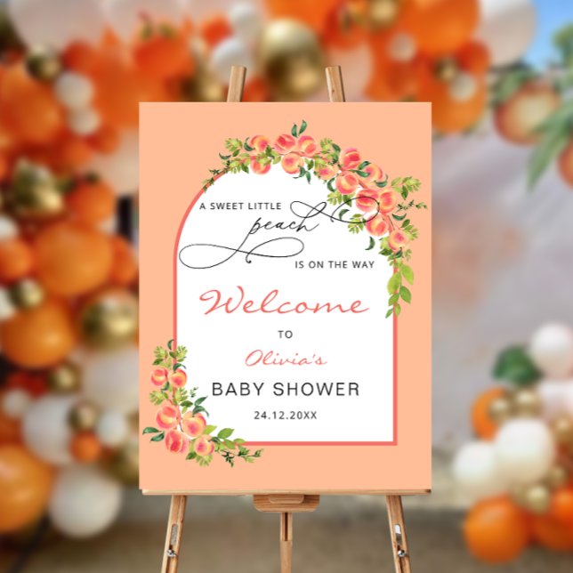 Little Sweet Peach Baby Shower Welcome Foam Foam Board (Creator Uploaded)