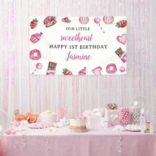 Little Sweetheart 1st Birthday Birthday Valentine  Banner