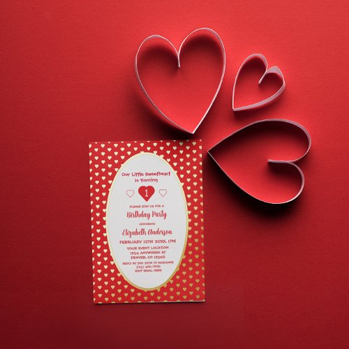 Little Sweetheart 1st Birthday Foil Invitation