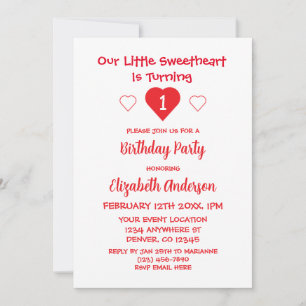Little Sweetheart 1st Birthday Invitation