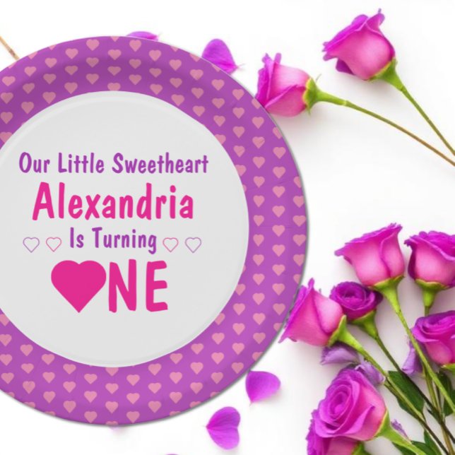 Little Sweetheart 1st Birthday Paper Plates (Creator Uploaded)