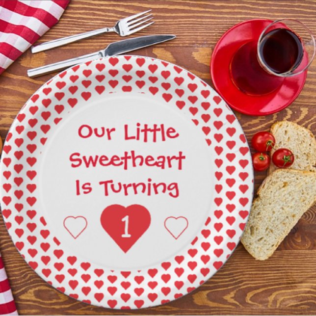 Little Sweetheart 1st Birthday Paper Plates (Creator Uploaded)