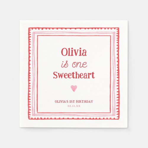 Little Sweetheart 1st Birthday Party Napkins