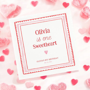 Little Sweetheart 1st Birthday Party Napkins
