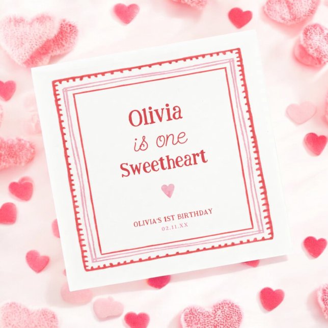 Little Sweetheart 1st Birthday Party Napkins (Creator Uploaded)