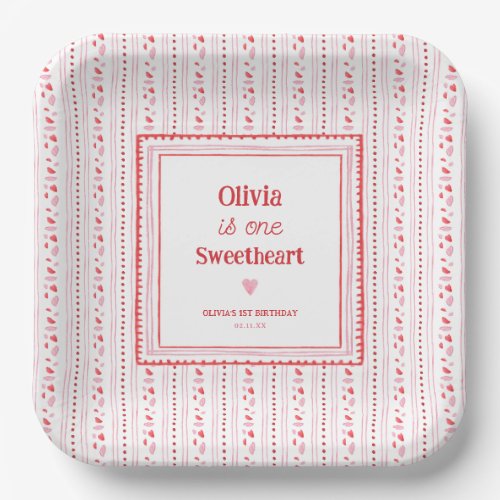 Little Sweetheart 1st Birthday Party Paper Plates
