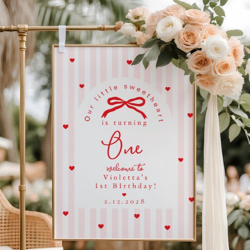 Little Sweetheart 1st Birthday Pink Red Welcome