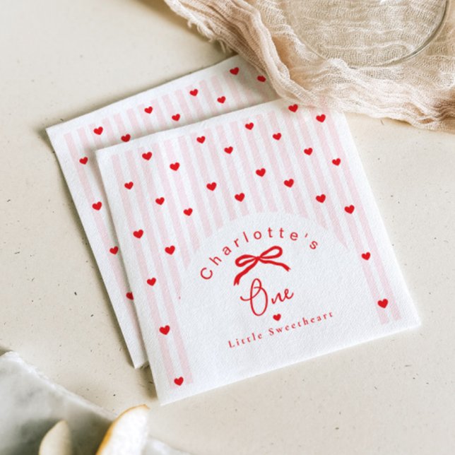Little Sweetheart 1st Birthday Valentines Napkins (Creator Uploaded)