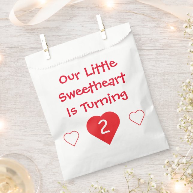 Little Sweetheart 2nd Birthday Favor Bag (Clipped)