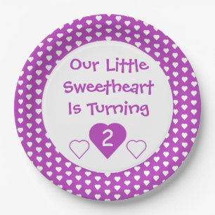 Little Sweetheart 2nd Birthday Paper Plates
