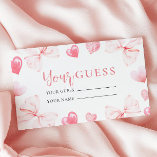 Little Sweetheart Answer Card Pink Bow Baby Shower