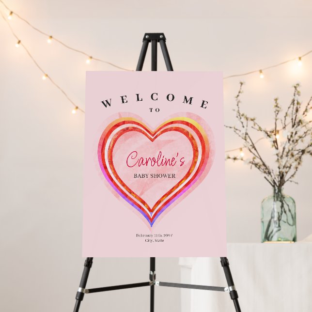 Little Sweetheart Baby Girl Shower Welcome Sign (In Situ (Stand))