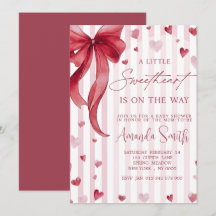 Little Sweetheart Baby Shower Bow Invitation