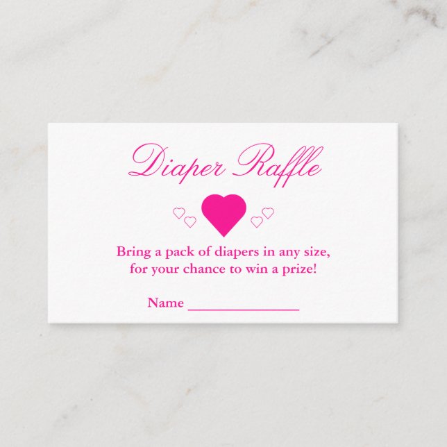 Little Sweetheart Baby Shower Diaper Raffle Card (Front)