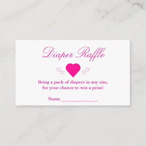 Little Sweetheart Baby Shower Diaper Raffle Card