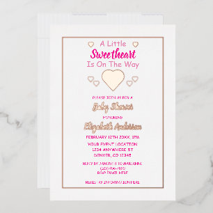 Little Sweetheart Baby Shower Foil Invitation