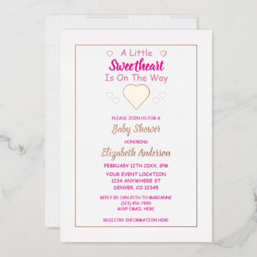 Little Sweetheart Baby Shower Foil Invitation