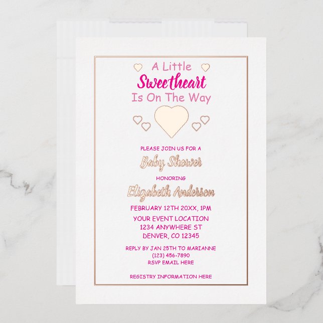 Little Sweetheart Baby Shower Foil Invitation (Envelope)