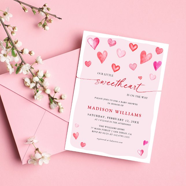 Little Sweetheart Baby Shower Hearts  Invitation (Creator Uploaded)