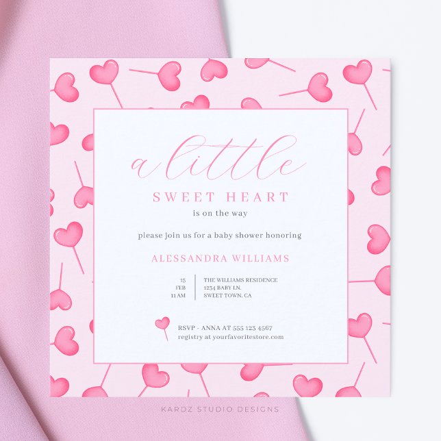 Little Sweetheart Baby Shower Invitation (Square 5.25-inch baby shower invitation is shown. Personalize and choose the corner and paper style.)