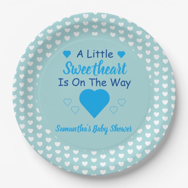 Little Sweetheart Baby Shower Paper Plates (Front)