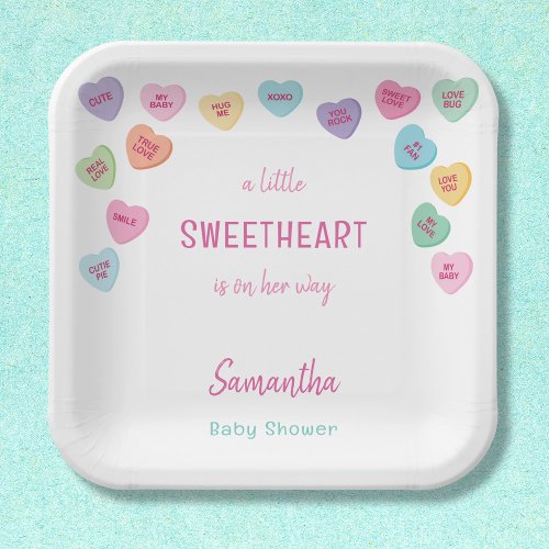 little Sweetheart baby shower Paper Plates