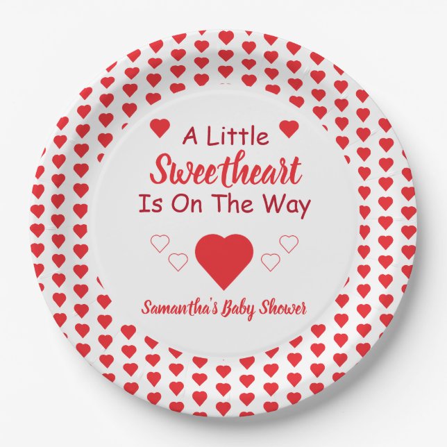 Little Sweetheart Baby Shower Paper Plates (Front)