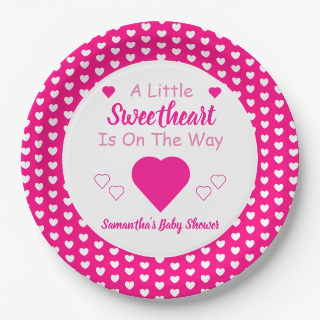 Little Sweetheart Baby Shower Paper Plates (Front)
