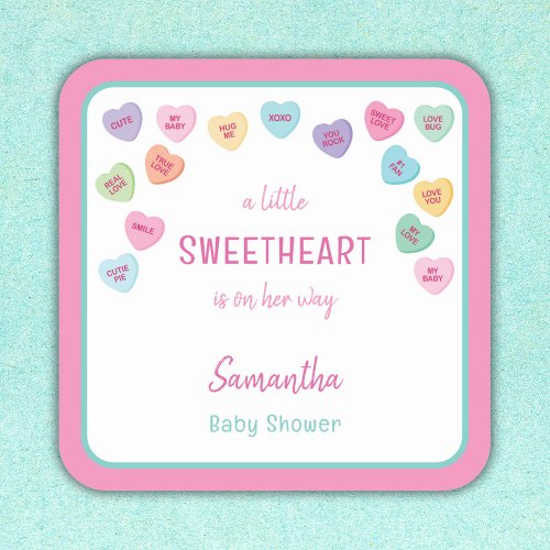 little Sweetheart baby shower Square Sticker