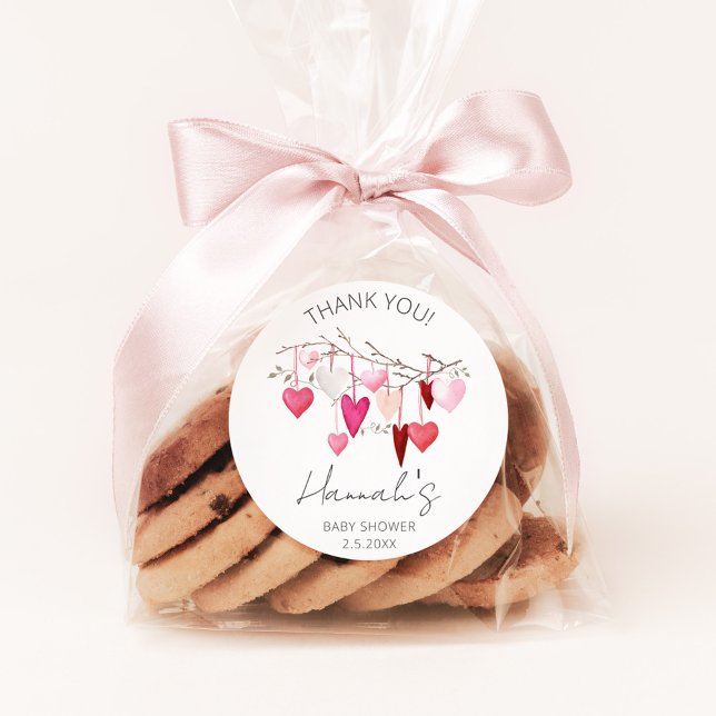 Little Sweetheart Baby Shower Thank You Favor Classic Round Sticker (little sweetheart valentine baby shower favor sticker
)