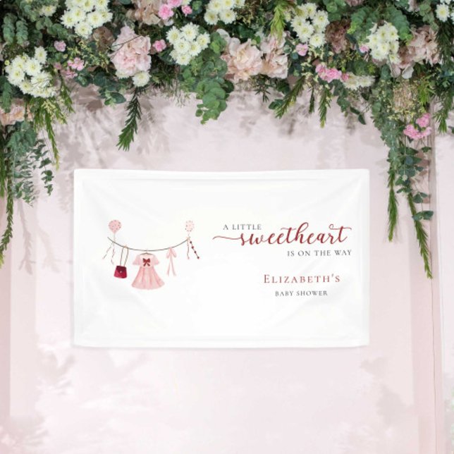 Little Sweetheart Baby Shower Valentine Cute Banner (Creator Uploaded)