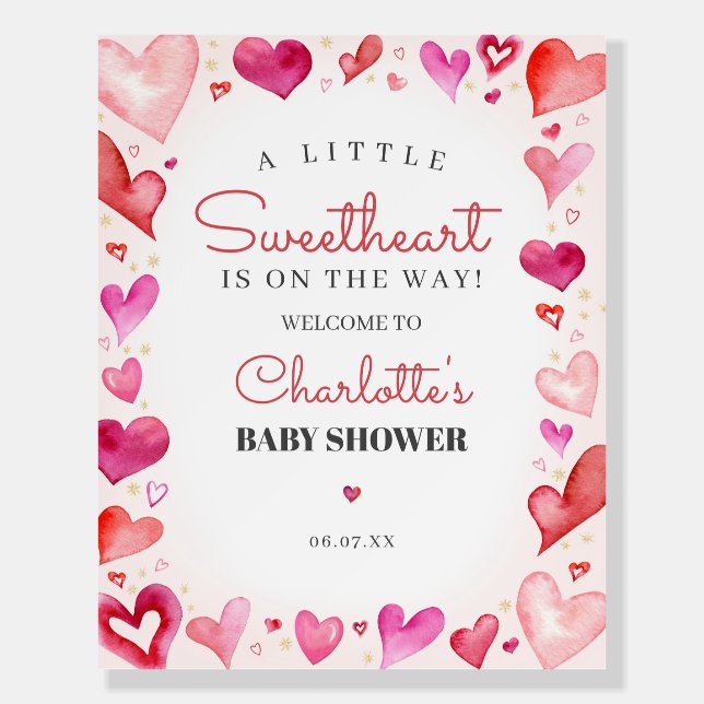 Little Sweetheart Baby Shower Welcome Sign (Front)