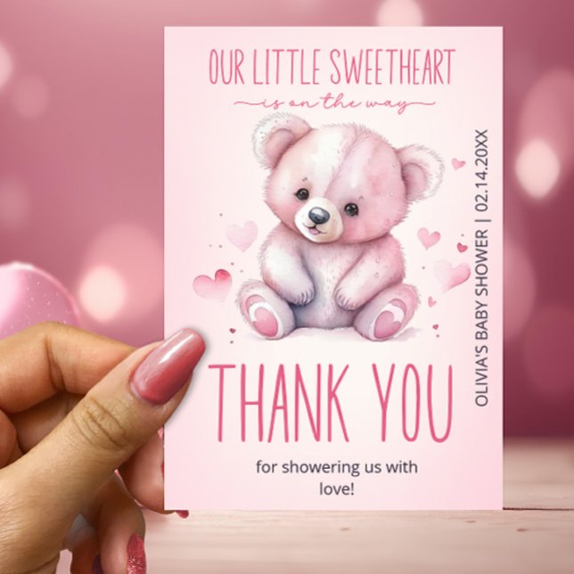 Little sweetheart bear Baby Shower Thank you Card (Creator Uploaded)