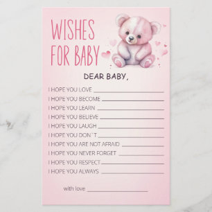 Little sweetheart bear Baby Shower Wishes for Baby