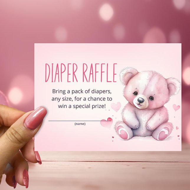 Little sweetheart bear diaper raffle ticket enclosure card (Creator Uploaded)