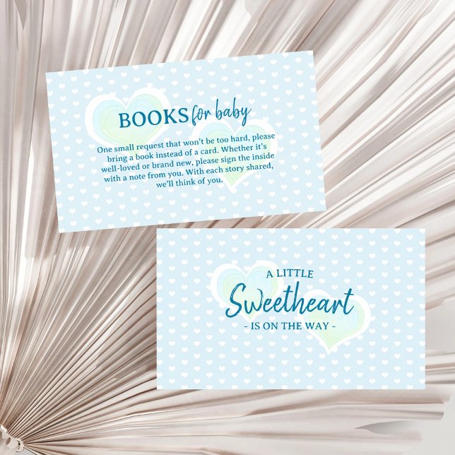 Little Sweetheart Blue Baby Shower Books for Baby Enclosure Card (Creator Uploaded)