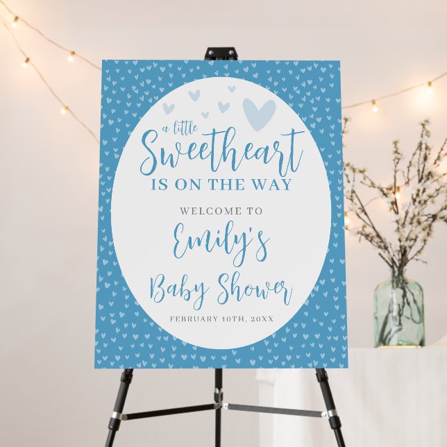 Little Sweetheart Blue Valentine Boy Baby Shower Foam Board (In Situ (Stand))