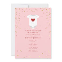 Little Sweetheart Bodysuit Valentine Baby Shower I Invitation