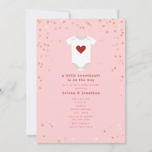 Little Sweetheart Bodysuit Valentine Baby Shower I Invitation