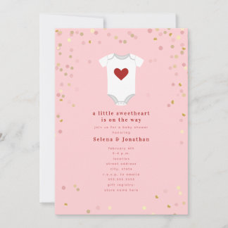 Little Sweetheart Bodysuit Valentine Baby Shower I Invitation