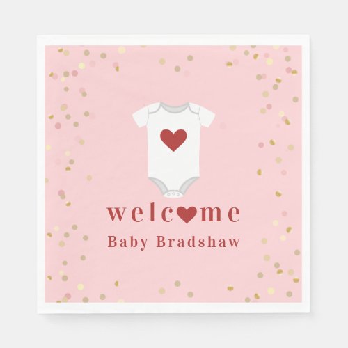 Little Sweetheart Bodysuit Valentine Baby Shower Napkins