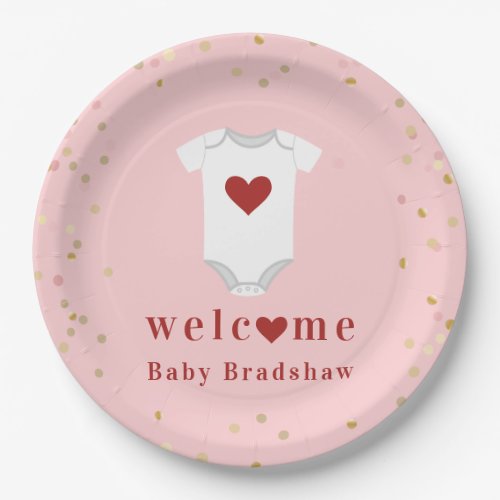 Little Sweetheart Bodysuit Valentine Baby Shower Paper Plates