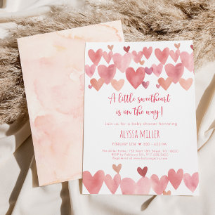 Little Sweetheart Boho Hearts Baby Shower Invitation